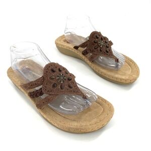 Earth‎ Spirit Aimi Gelron Brown Thong Sandals Women's Size 11 Braided Comfort